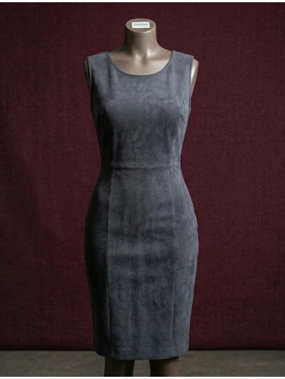 Vintage Style Black Sleeveless Faux Suede / Velour Shift Dress - Size 8